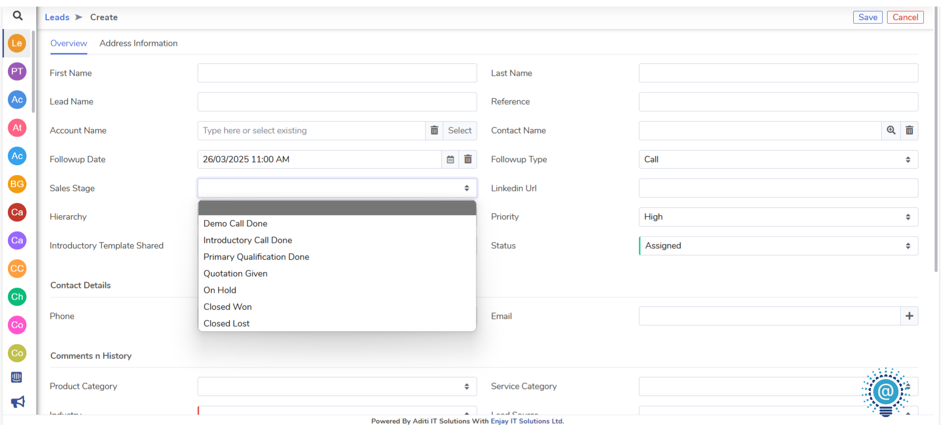 Sangam CRM Lead Module Lead Module