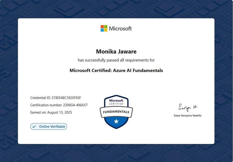 Microsoft Certified: Azure AI Fundamentals (AI-900) certificates
